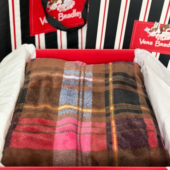 Vera Bradley Other - Vera Bradley Cozy Throw Plaid Blanket Pink Brown